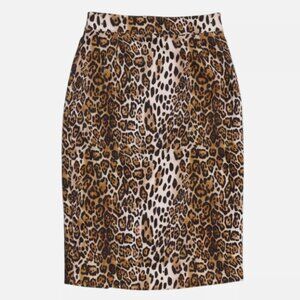 Leopard Print Pencil Skirt - Brown/Cream